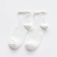 Ruffle Socks Women White Black Frilly Lolita Style Japanese Maiden Cute Kawaii Cotton Harajuku Princess Crew Socks Calcetines