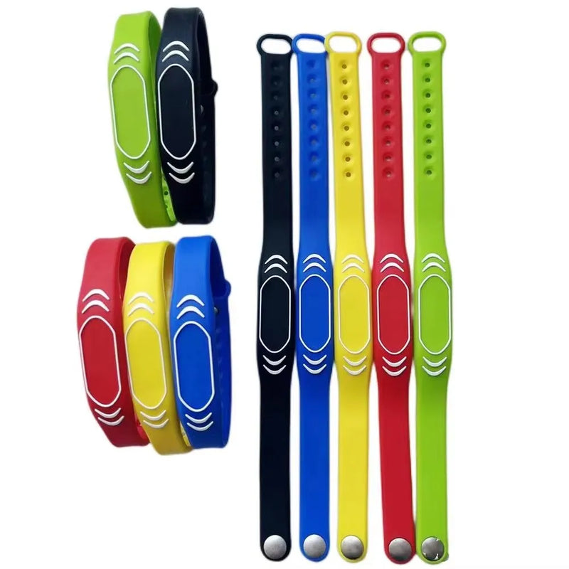 1Pcs Adjustable 5 Colors IC 13.56MHz 1K S50 Bracelet Silicone Waterproof Read Only NFC Tag Wristband Watch RFID Card Keyfob