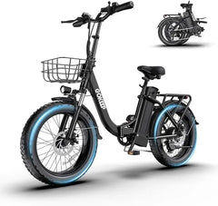 1300W Folding Electric Bike for Adults, 75 Miles PAS Range, 48V13Ah Removable Lithium Battery Front Suspension Electric Bicycle