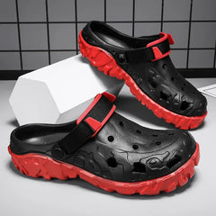 Sandals for Men Black Red Breathable Home Slippers Outdoor Fashion