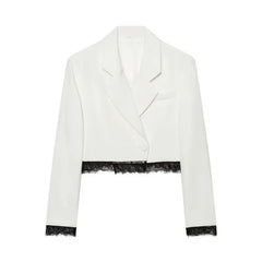 zoci Lace Short Blazers for Women's Suit Summer Blazer Set 2 Piece Woman Shoulder Pad Women's Tailoring Blazers Bermuda Shorts