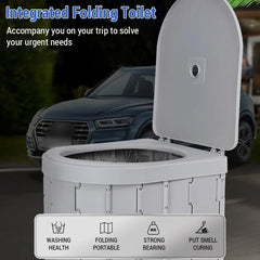 Portable Toilet for Camping Convenient Car-mounted Folding Toilet for Travel Adult Kids and Elderly Potty Odor-proof Non-slip