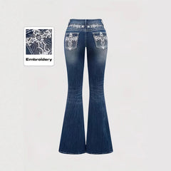 2026trendy Y2K Style Flare Jeans for Women Dark Wash Skinny Fit with