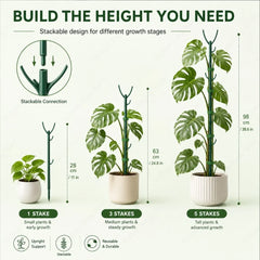 Climbing Plant Support Stakes Stackable Tall Poles with Ties Durable Plant Stem Holder for Indoor Outdoor Balcony Gardening