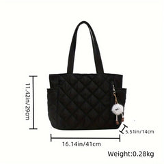 Women's Black & Beige Rhombus Quilted tote bag, Large Capacity Handbag shoulder bag with Quilted Purse for Travel Everyday Use