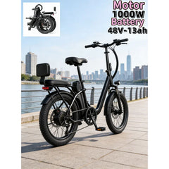 48V13AH detachable battery electric scooter, 20-inch foldable parent-child riding E-BIKE. , 1000W brushless motor electric bicyc
