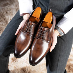 Business Casual Shoes Trend Patent Leather Men Wedding Shoes Gold Blue