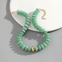 Chunky Colorful Beaded Choker Necklace Women Summer Trendy Round Resin Beads Chain Necklaces Statement Jewelry Gift for Vacation