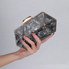 2024 New Women Acrylic Metal Rhombus Evening Bag Chain Shoulder Crossbody Bag Luxury Designer Handbag Party Clutch Dinner Bags