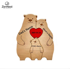 Bear Home Wooden Puzzle Personalized Custom Decor Heart Warmer