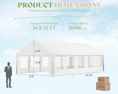 AMERLIFE 16x32 FT Party Tent with Sidewalls, Large Heavy-Duty Tents for Parties/Carport, Carpas para Fiestas Easy Set up,