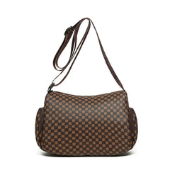 Everyday Versatile Rhombus Pattern Crossbody Bag Trendy Two Color Option, Multi Compartment Layout for Weekend Short Trips