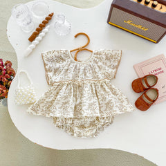 Summer Baby Grils Romper Infant Jumpsuit Casual Floral Cap Sleeves Baby Bodysuit 0-2 Years Old