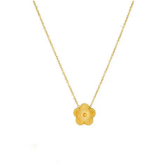 14K Gold Plated Stainless Steel Necklace Woman Five Leaf Petals Double