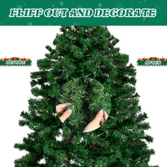 6FT Pre‑lit Bent Top Christmas Tree, Santa Hat Style Artificial Hinged Xmas Tree with 250 Warm White LED Lights, 839 Branch Tips for Home Holiday Party Decor