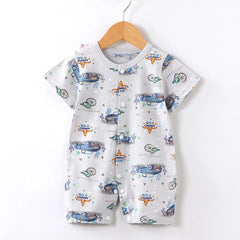 Newborn Short Sleeve Onesie Soft Breathable Lightweight Open Front Romper for 0-1 Year Baby Loungewear