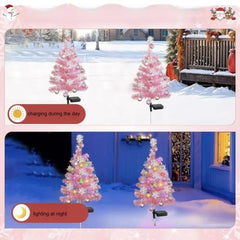 Solar Christmas Tree Outdoor Christmas Decorations Waterproof Solar Christmas Lights for Yard Front Porch Pathway Grave Decor