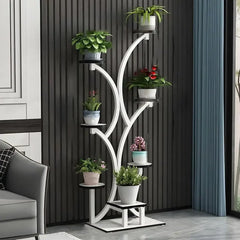 7-Tier Metal Indoor Plant Stand, Tall Ladder-Style Holder for Living Room, Balcony, or Patio (20.5x60, White)