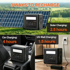 GSIKE 2000W PRO Portable Power Station LiFePO4 Battery Pure Sine Wave 110V AC Outlet Peak 4000W Solar Generator MPPT Fast Charge UPS Emergency Home Backup Camping RV Van Life Power Supply