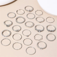 23pcs Fashion Knuckle Rings Set for Women Crystal Star Moon Eye Wave