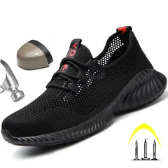 Work Boots Breathable Safety Shoes Men's Lightweight Summer Anti-Smashing Piercing Work Sandals Protective Single Mesh Sneaker