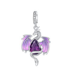 925 Sterling Silver Purple Baby Dragon Flying Dragon Cub Pendant Charm Fit Original Charms Bracelets Women DIY Jewelry Gift