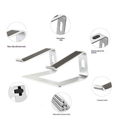 Ergonomic Aluminum Laptop Stand with Cooling & Non-Slip Design, Adjustable Portable Notebook Riser for 10-17 Inch MacBook Dell