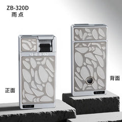 Jobon Upgraded Luxury Press Ignition Gas Lighter - Zinc Alloy Windproof Lighter Blue Jet Flame Cigar Lighter Men's Gift