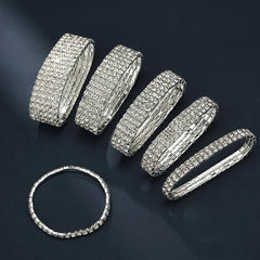 Classic Multiple Shining Rhinestone Crystal Stretch For Women Girls Bridal Wedding Wristband Elastic Bracelet Gold Silver Color