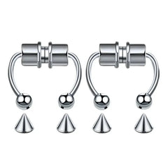 1/2/3/4/5pcs Fake Magnetic Stainless Steel Nose Rings, Non Piercing