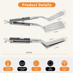 Stainless Steel Steak Clip Egg Flipper Spatula Barbecue Meat Clamp Flipping Bread Steak Fish Clip Spatula Kitchen Cooking Tongs