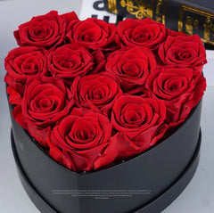 12-13pcs Peserved Roses in Heart Shape Box 100% Natural Long Last Real