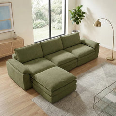 Modern Cloud Modular Sofa Set, Soft Thick Memory Foam, Frameless Couch with Pillows, Easy Assembly for Living Room Bedroom