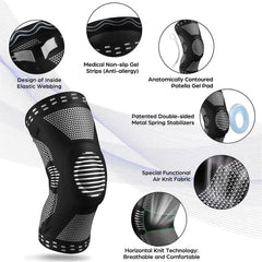 1/2Pcs Sport Compression Knee Support Brace Patella Protector Knitted Silicone Spring LegPad Cycling Running Basketball Football