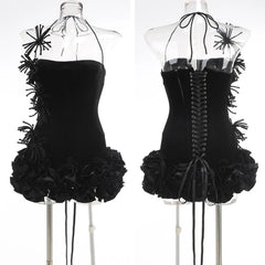 VC Chic Halter Sleeveless Style Corset Mini Dress with Unique Embellishments for a Special Night Out Evening Gown