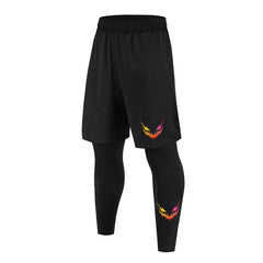 Men's Running Jogging 2 Piece Set Quick Dry Sports Shorts and Compression Tights Athletic Training Wear