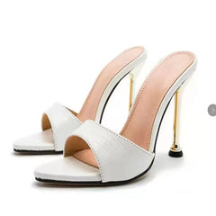 Glamorous2026 Texture High Heel Sandals - Chic Slip-On Stilettos with Pointy Peep Toe for Fashion-Forward Parties Banquets