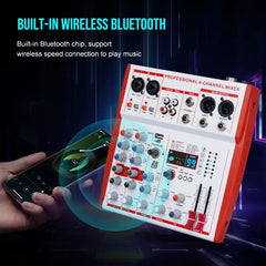 MW4 Professional 4 Channel Audio Mixer | 99 DSP Effects, +48V Phantom Power, USB Sound Console for Live Streaming, Karaoke, Studio Podcast