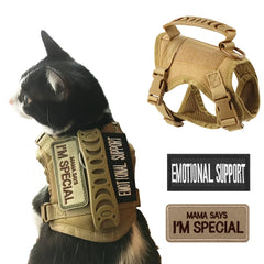 Tactical vest for kittens and small dogs military harness for cats traction strap to prevent escape breathable with 2 Stickers
