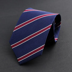 100% Silk Tie 8cm Stripe Slim Necktie Navy Blue Burgundy High Quality For Men Business Meeting Suit Dress Gravatas