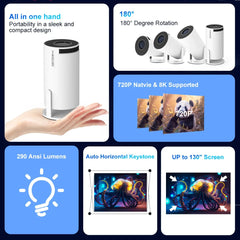 Magcubic Mini Portable HY300 Pro Projector 8K Full HD Native 720P 290 ANSI BT5.4 Android 14 Home Theater Outdoor Projector