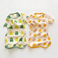 0-3 Years Newborn Ice Silk Thin Sleepwear Print Babysuits Cartoon