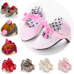 Infant Pre-Walker Shoes 0-18M Baby Girls Princess Bow Shoes Solid Color Fashion Party Walking Footwear