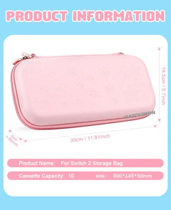 Portable Carrying Case for Switch 2 Traveling Bag Hard Shell Protective Cover with 10 Games Card Slots and 4pcs Joystick Covers