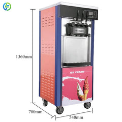 Customized Ice Cream Making Machines 22-28L/H Icecream Maker 3 Flavor Commercial Soft Serve Ice Cream Machine for Business Price
