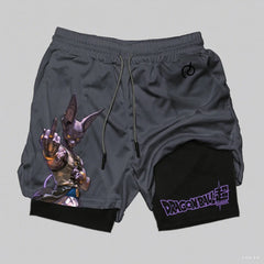 Dragon Ball Goku Anime Gym Shorts Men Double-layer 2-in-1 Sports Pants New Summer Japanese Cartoon Print Beach Pants Streetwear