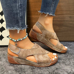 Women's Sandals Soft Heels Sandals Women Peep Toe Summer Shoes Lightweight Wedges Heeled Shoes Woman Footwear Summer Sandals