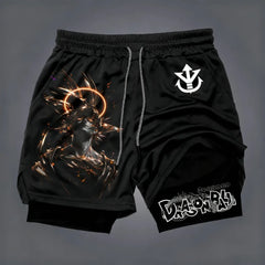 Dragon Ball Men's Double-layer Shorts Son Goku Summer Japanese Anime Fake Two-piece Sports Fitness Quick-drying Shorts