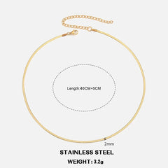 Hot Classic Unisex Flat Snake Chain Choker Necklace For Women Stainless Steel Herringbone Gold Silver Color Fashion Jewelry Gift
