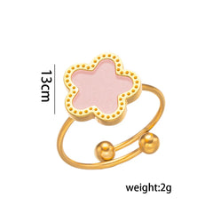 14K Gold Plated Stainless Steel Necklace Woman Five Leaf Petals Double
